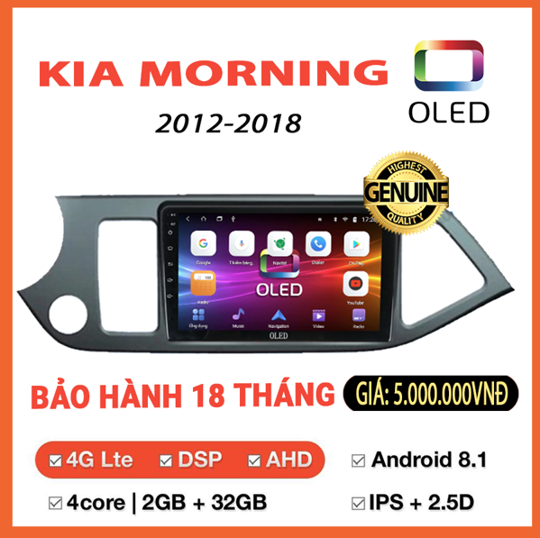 MÀN HÌNH OLED KIA MORNING 2012-2018
